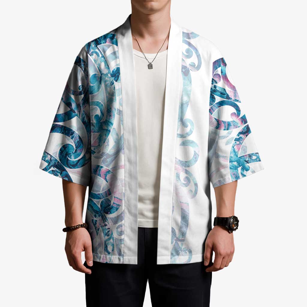 Turquoise Paua Shell Maori Kimono Koru Kowhaiwhai - Aussie Hoodie