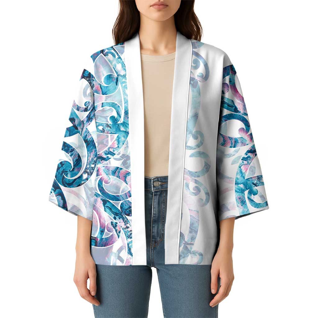 Turquoise Paua Shell Maori Kimono Koru Kowhaiwhai - Aussie Hoodie