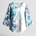 Turquoise Paua Shell Maori Kimono Sleeve Blouse Koru Kowhaiwhai - Aussie Hoodie