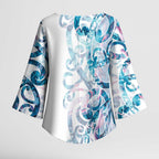 Turquoise Paua Shell Maori Kimono Sleeve Blouse Koru Kowhaiwhai - Aussie Hoodie