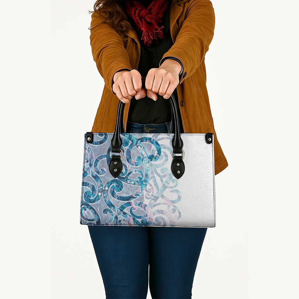 Turquoise Paua Shell Maori Leather Bag Koru Kowhaiwhai - Aussie Hoodie