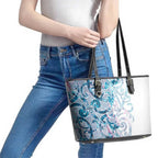 Turquoise Paua Shell Maori Leather Tote Bag Koru Kowhaiwhai - Aussie Hoodie