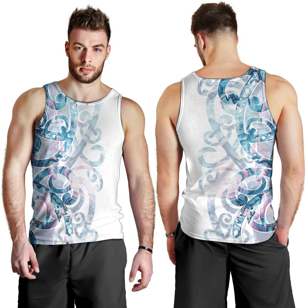 Turquoise Paua Shell Maori Men Tank Top Koru Kowhaiwhai - Aussie Hoodie
