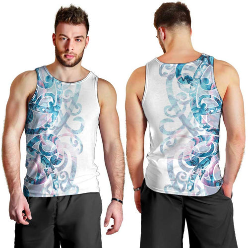 Turquoise Paua Shell Maori Men Tank Top Koru Kowhaiwhai - Aussie Hoodie