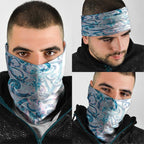 Turquoise Paua Shell Maori Neck Gaiter Koru Kowhaiwhai - Aussie Hoodie
