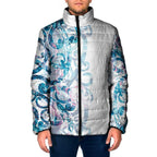 Turquoise Paua Shell Maori Padded Jacket Koru Kowhaiwhai - Aussie Hoodie