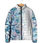 Turquoise Paua Shell Maori Padded Jacket Koru Kowhaiwhai - Aussie Hoodie