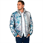 Turquoise Paua Shell Maori Padded Jacket Koru Kowhaiwhai - Aussie Hoodie