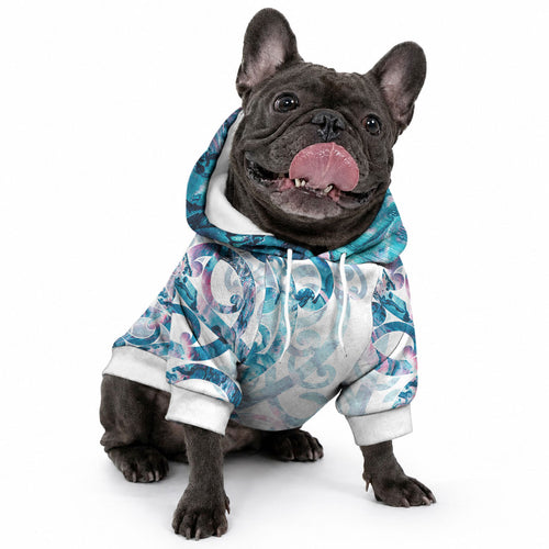 Turquoise Paua Shell Maori Pet Hoodie Koru Kowhaiwhai