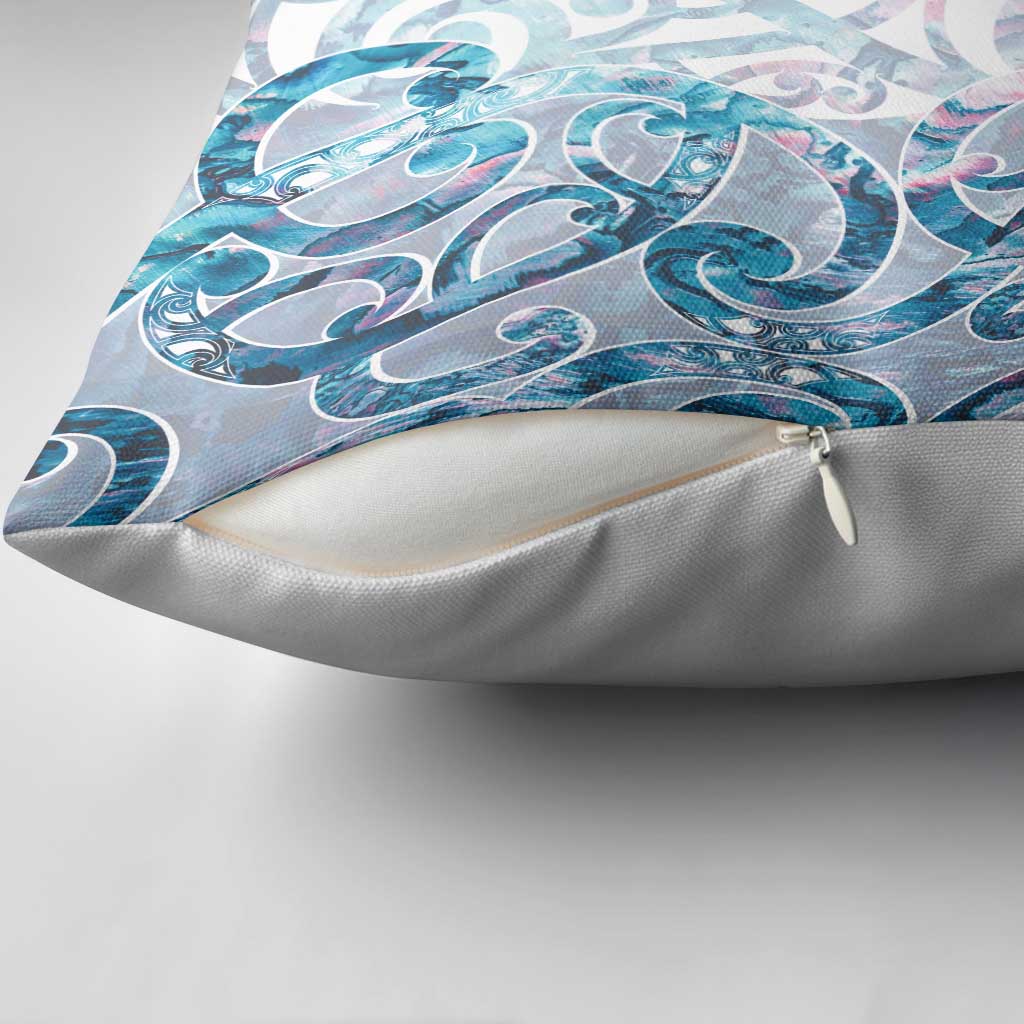 Turquoise Paua Shell Maori Pillow Cover Koru Kowhaiwhai - Aussie Hoodie