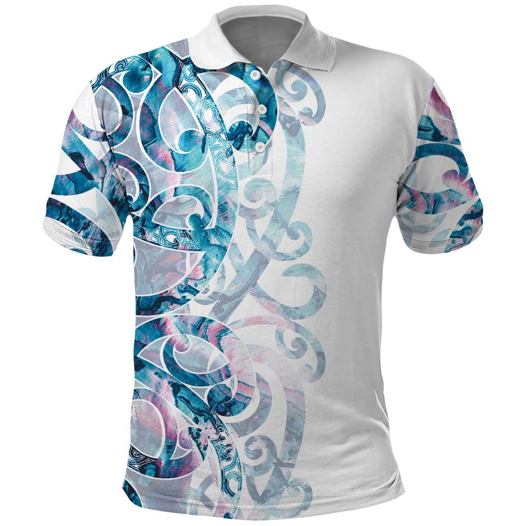 Turquoise Paua Shell Maori Polo Shirt Koru Kowhaiwhai - Aussie Hoodie