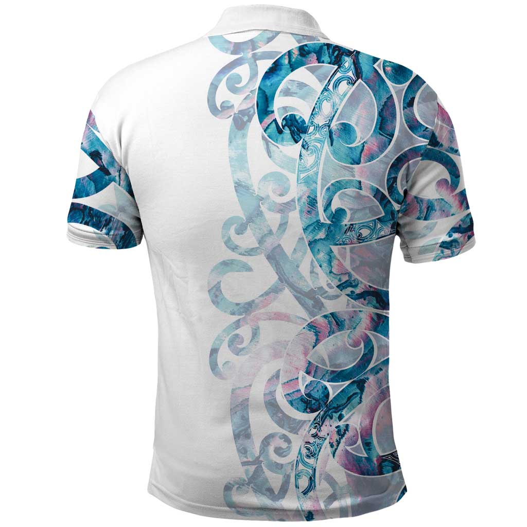 Turquoise Paua Shell Maori Polo Shirt Koru Kowhaiwhai - Aussie Hoodie