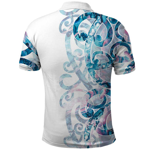 Turquoise Paua Shell Maori Polo Shirt Koru Kowhaiwhai - Aussie Hoodie