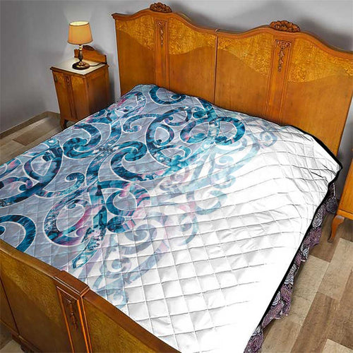 Turquoise Paua Shell Maori Quilt Koru Kowhaiwhai - Aussie Hoodie