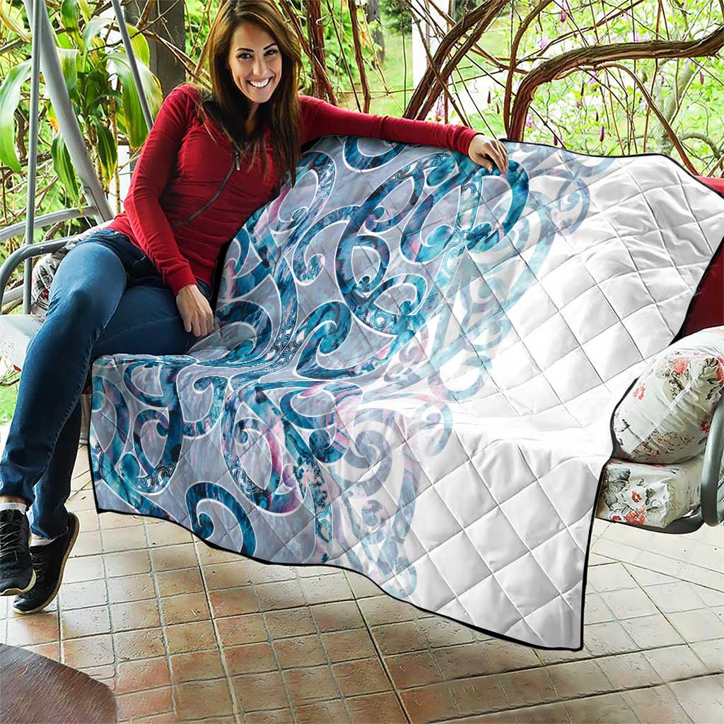 Turquoise Paua Shell Maori Quilt Koru Kowhaiwhai - Aussie Hoodie