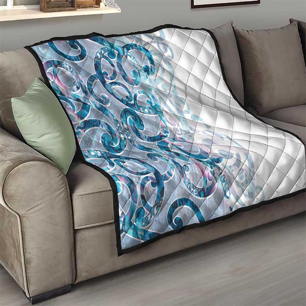 Turquoise Paua Shell Maori Quilt Koru Kowhaiwhai - Aussie Hoodie
