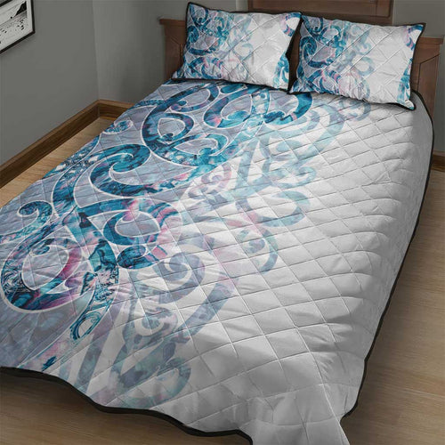 Turquoise Paua Shell Maori Quilt Bed Set Koru Kowhaiwhai - Aussie Hoodie