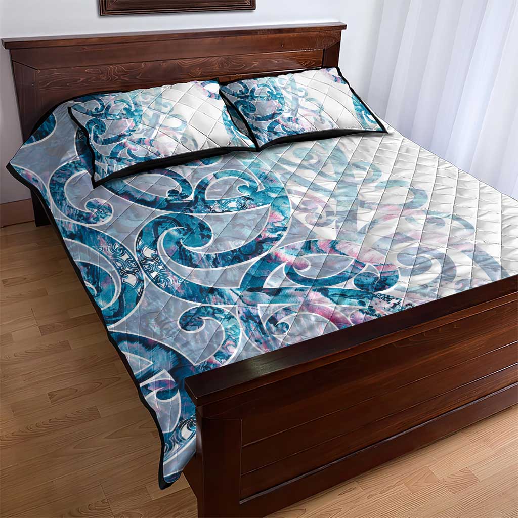 Turquoise Paua Shell Maori Quilt Bed Set Koru Kowhaiwhai - Aussie Hoodie
