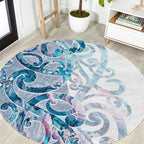 Turquoise Paua Shell Maori Round Carpet Koru Kowhaiwhai - Aussie Hoodie