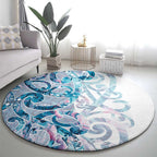 Turquoise Paua Shell Maori Round Carpet Koru Kowhaiwhai - Aussie Hoodie