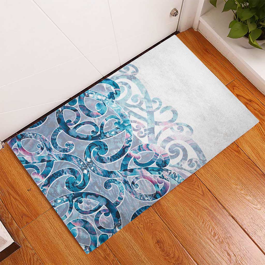Turquoise Paua Shell Maori Rubber Doormat Koru Kowhaiwhai - Aussie Hoodie