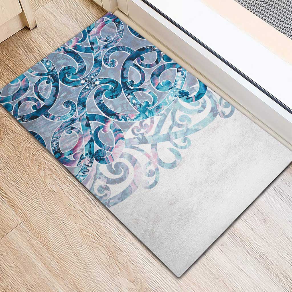 Turquoise Paua Shell Maori Rubber Doormat Koru Kowhaiwhai - Aussie Hoodie