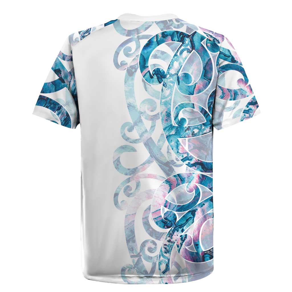 Turquoise Paua Shell Maori Rugby Jersey Koru Kowhaiwhai - Aussie Hoodie