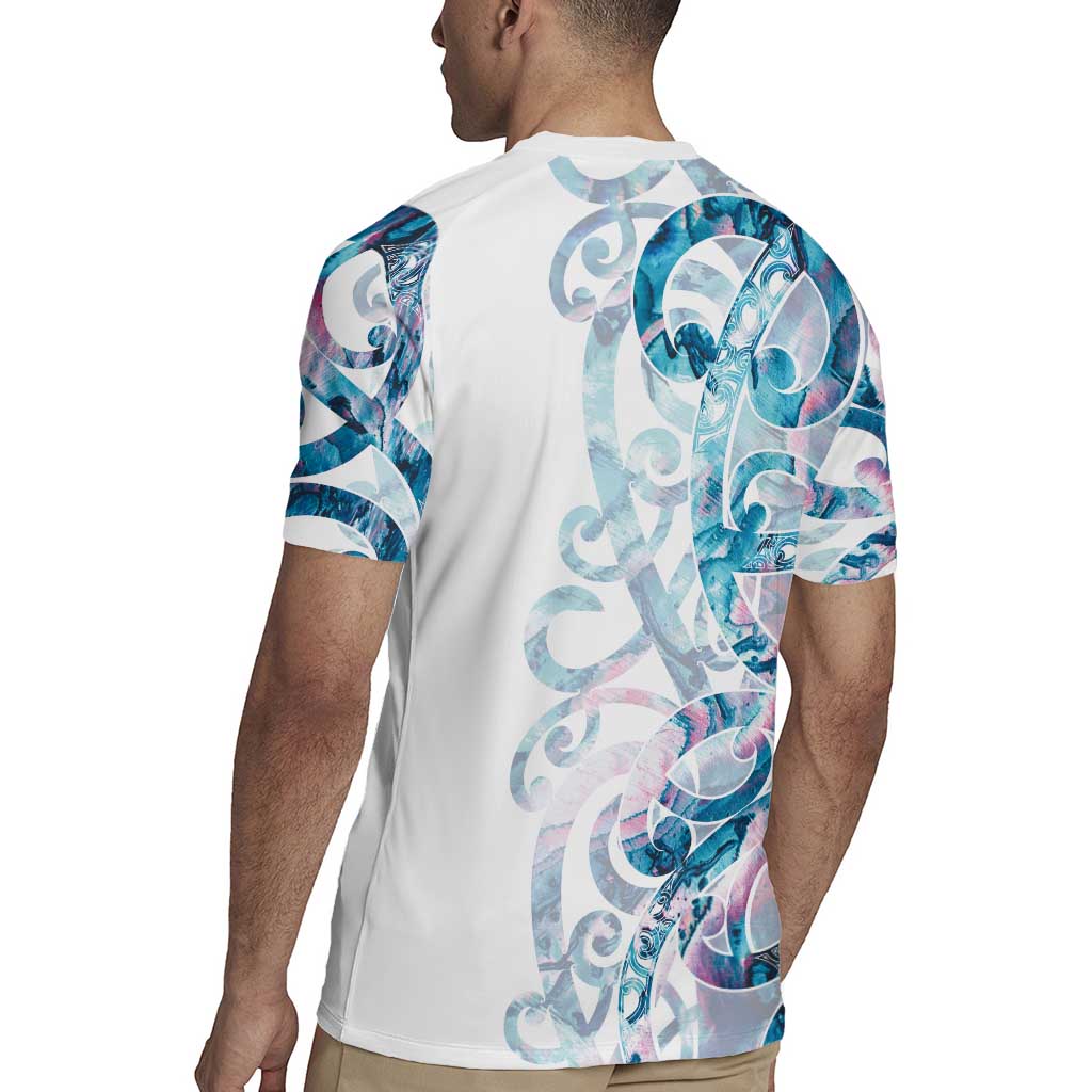 Turquoise Paua Shell Maori Rugby Jersey Koru Kowhaiwhai - Aussie Hoodie