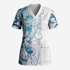 Turquoise Paua Shell Maori Scrub Top Koru Kowhaiwhai - Aussie Hoodie