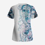 Turquoise Paua Shell Maori Scrub Top Koru Kowhaiwhai - Aussie Hoodie