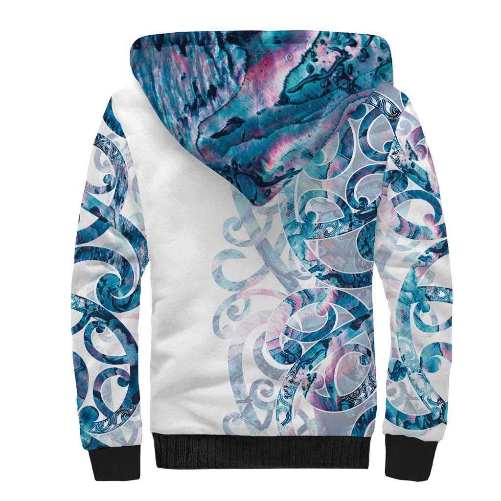 Turquoise Paua Shell Maori Sherpa Hoodie Koru Kowhaiwhai - Aussie Hoodie