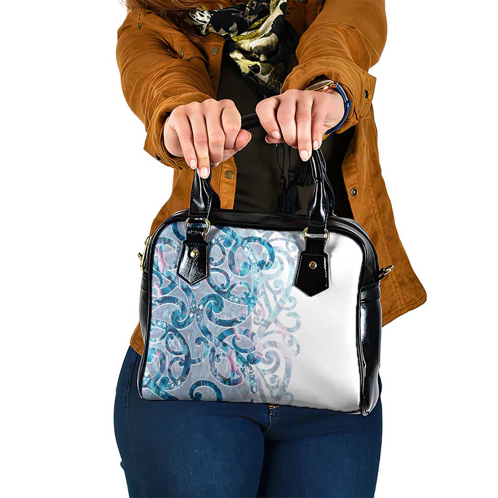 Turquoise Paua Shell Maori Shoulder Handbag Koru Kowhaiwhai - Aussie Hoodie
