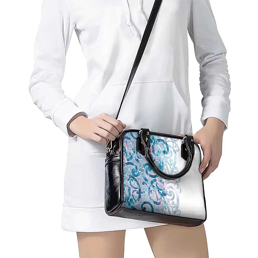 Turquoise Paua Shell Maori Shoulder Handbag Koru Kowhaiwhai - Aussie Hoodie