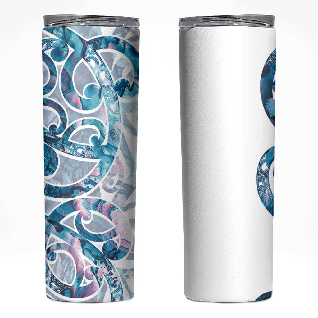 Turquoise Paua Shell Maori Skinny Tumbler Koru Kowhaiwhai - Aussie Hoodie