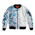 Turquoise Paua Shell Maori Sleeve Zip Bomber Jacket Koru Kowhaiwhai - Aussie Hoodie