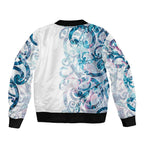 Turquoise Paua Shell Maori Sleeve Zip Bomber Jacket Koru Kowhaiwhai - Aussie Hoodie