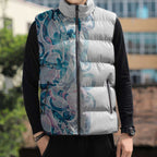 Turquoise Paua Shell Maori Sleeveless Puffer Jacket Koru Kowhaiwhai - Aussie Hoodie