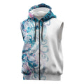 Turquoise Paua Shell Maori Sleeveless Zip Hoodie Koru Kowhaiwhai - Aussie Hoodie