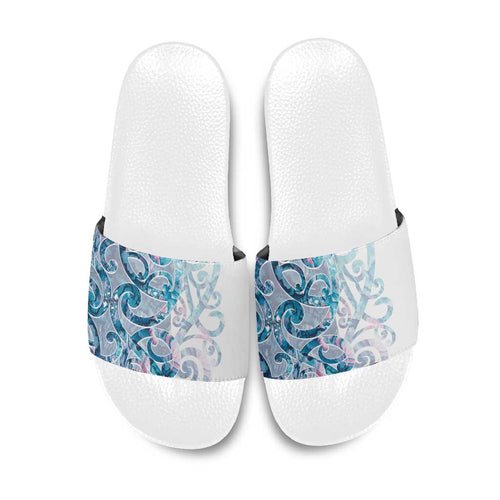 Turquoise Paua Shell Maori Slide Sandals Koru Kowhaiwhai - Aussie Hoodie