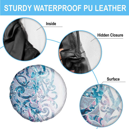 Turquoise Paua Shell Maori Spare Tire Cover Koru Kowhaiwhai - Aussie Hoodie