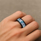 Turquoise Paua Shell Maori Spinner Ring Koru Kowhaiwhai