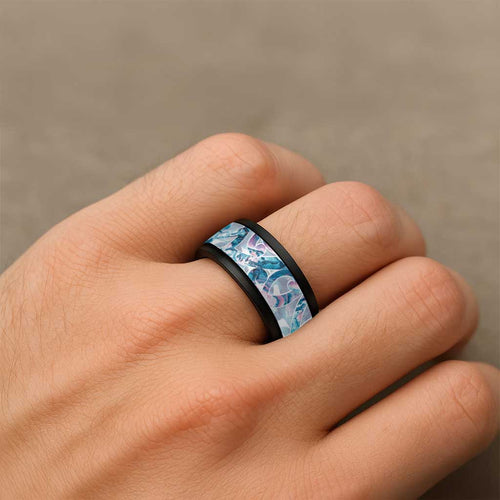 Turquoise Paua Shell Maori Spinner Ring Koru Kowhaiwhai