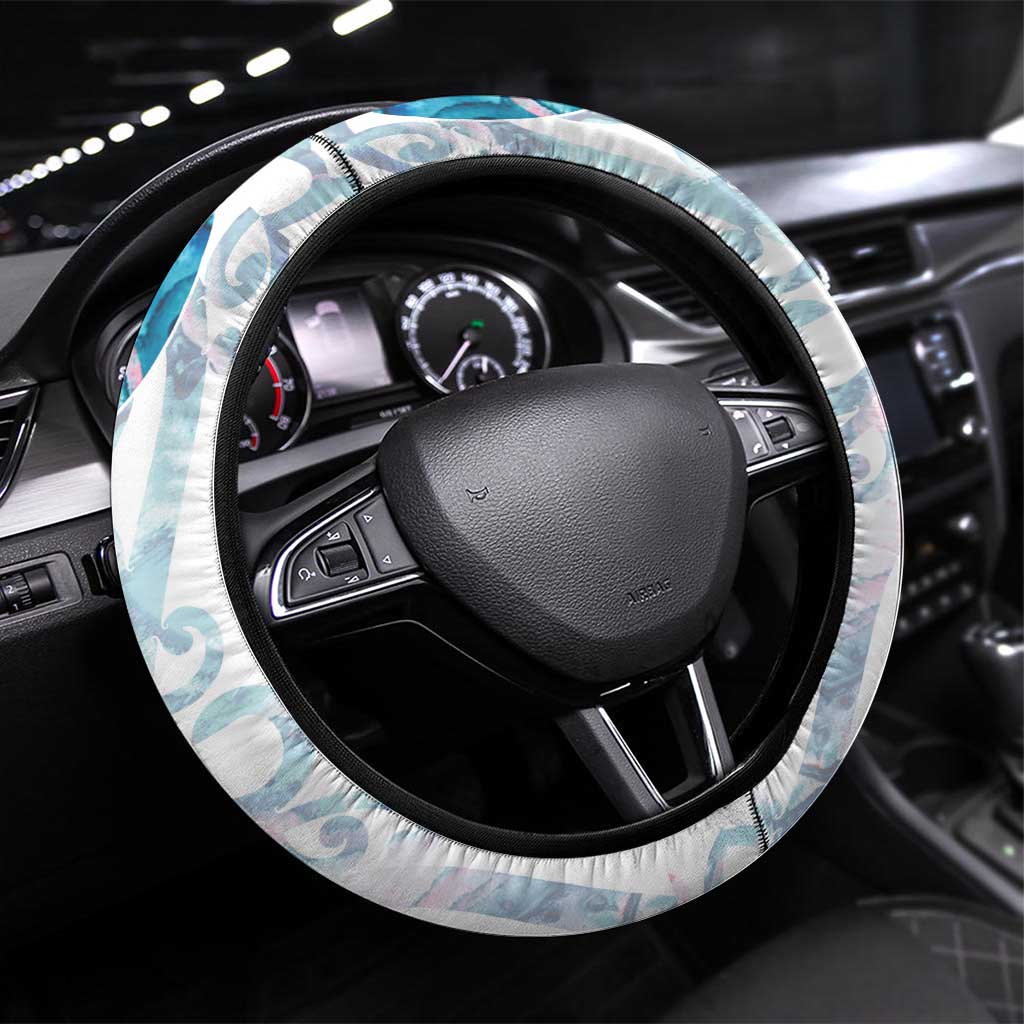 Turquoise Paua Shell Maori Steering Wheel Cover Koru Kowhaiwhai - Aussie Hoodie