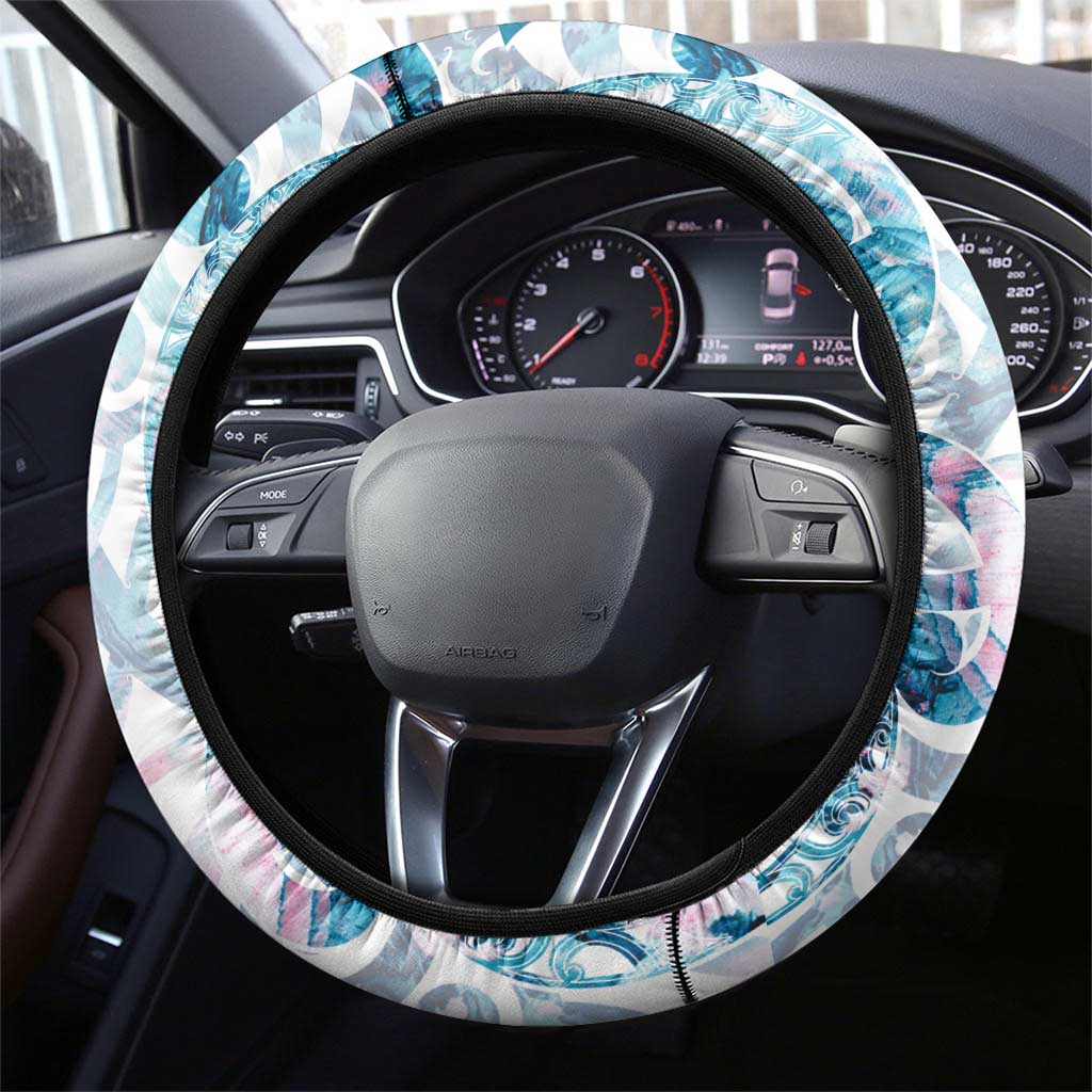 Turquoise Paua Shell Maori Steering Wheel Cover Koru Kowhaiwhai - Aussie Hoodie