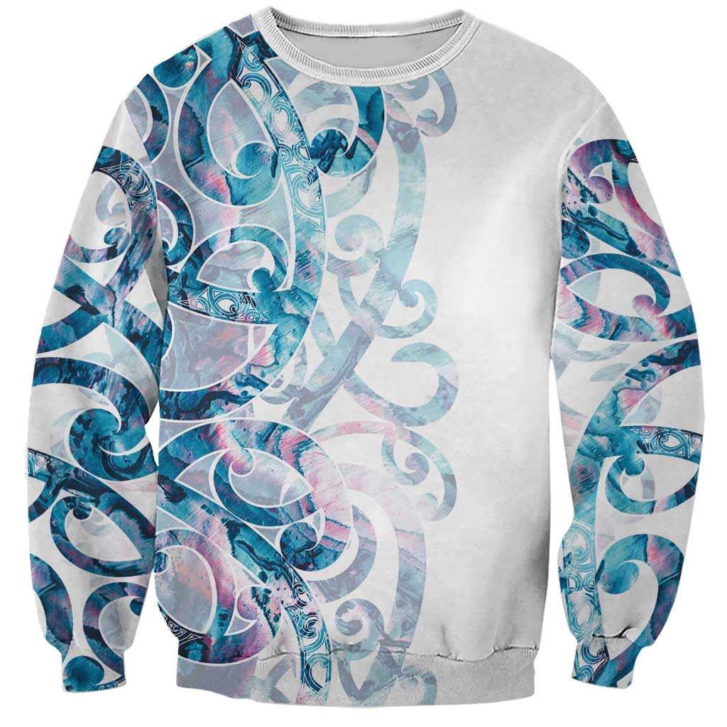 Turquoise Paua Shell Maori Sweatshirt Koru Kowhaiwhai - Aussie Hoodie