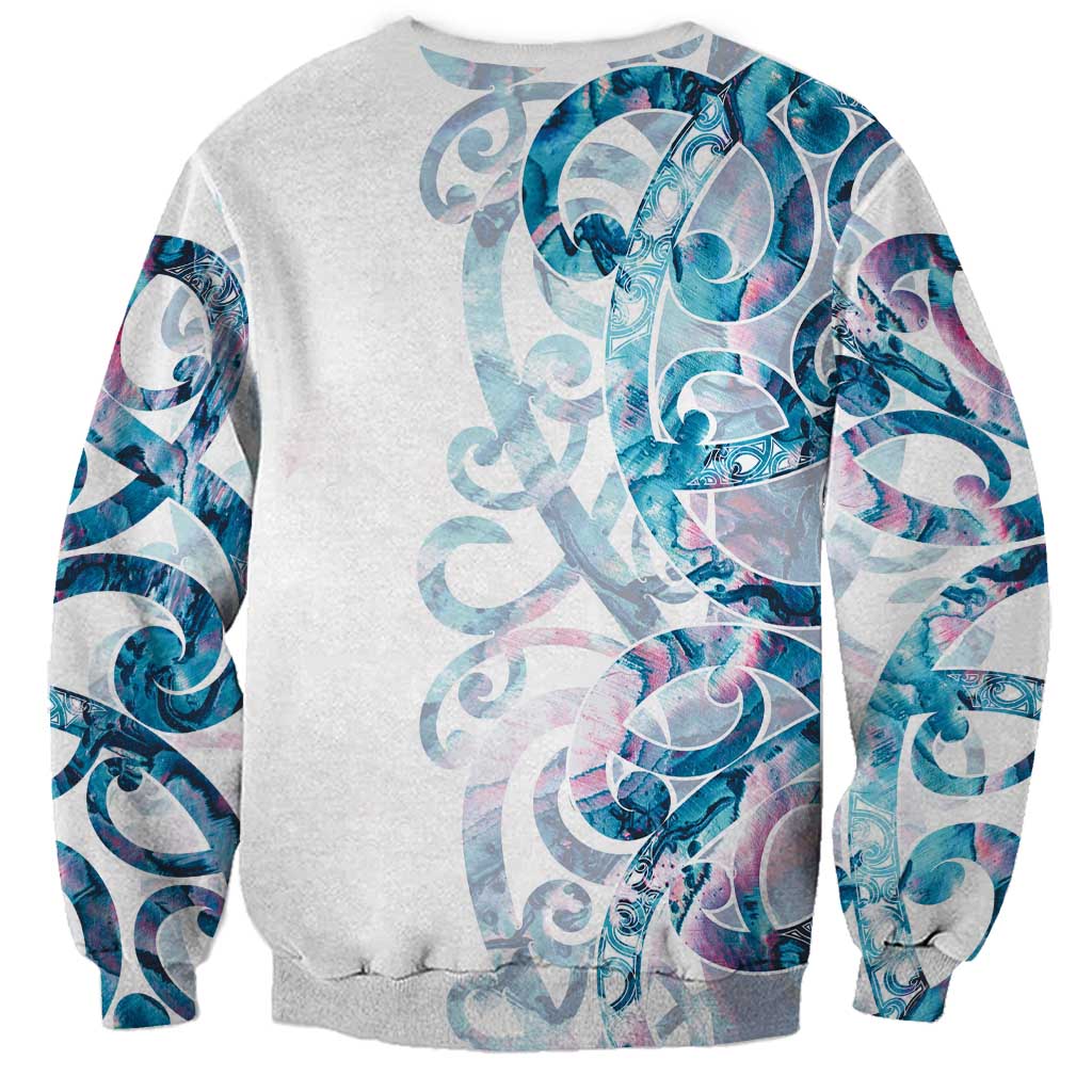 Turquoise Paua Shell Maori Sweatshirt Koru Kowhaiwhai - Aussie Hoodie