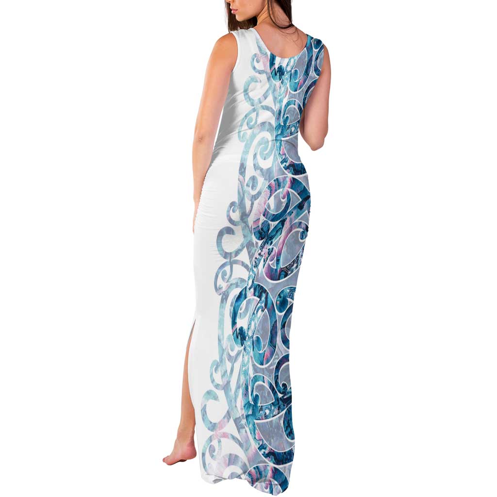 Turquoise Paua Shell Maori Tank Maxi Dress Koru Kowhaiwhai - Aussie Hoodie