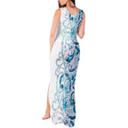 Turquoise Paua Shell Maori Tank Maxi Dress Koru Kowhaiwhai - Aussie Hoodie