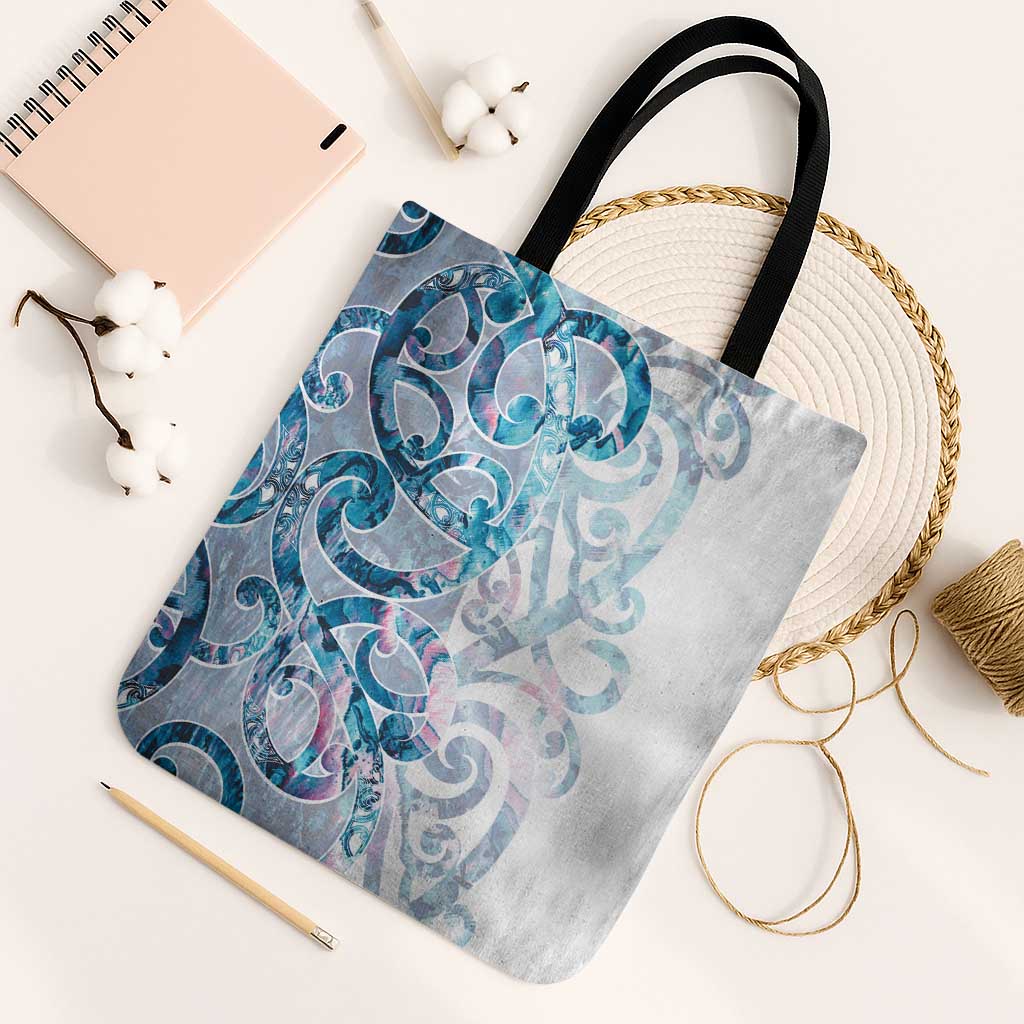Turquoise Paua Shell Maori Tote Bag Koru Kowhaiwhai - Aussie Hoodie