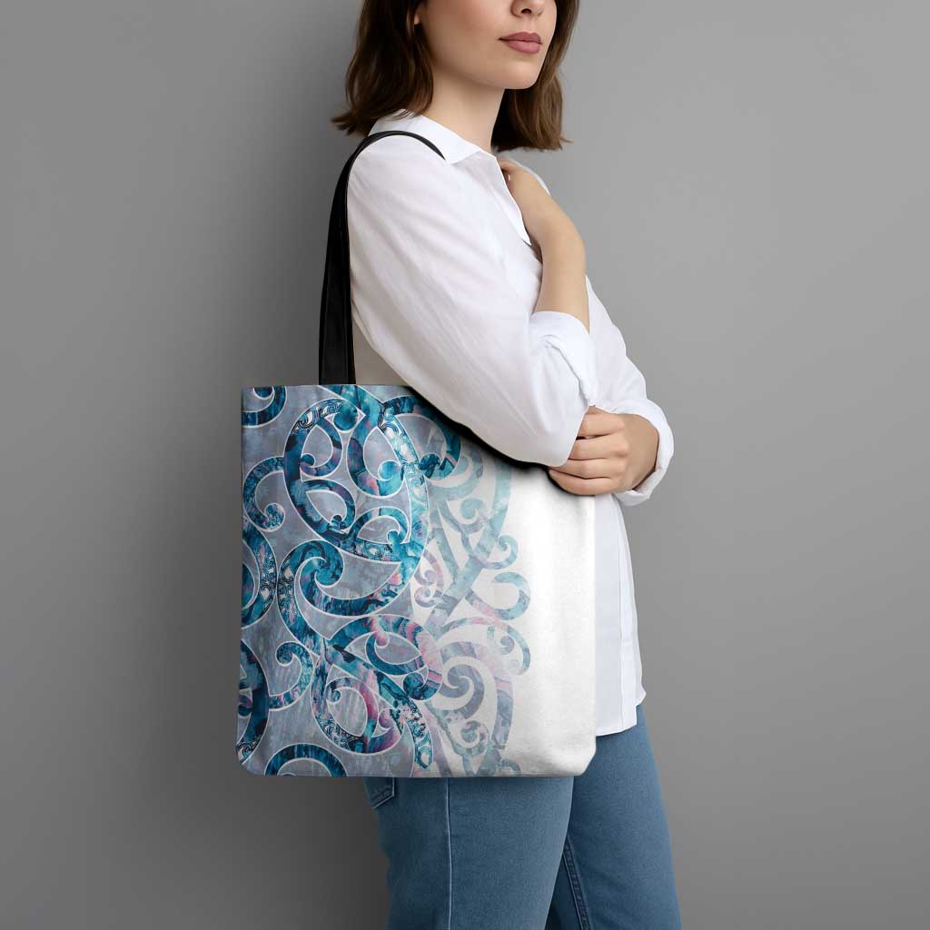 Turquoise Paua Shell Maori Tote Bag Koru Kowhaiwhai - Aussie Hoodie